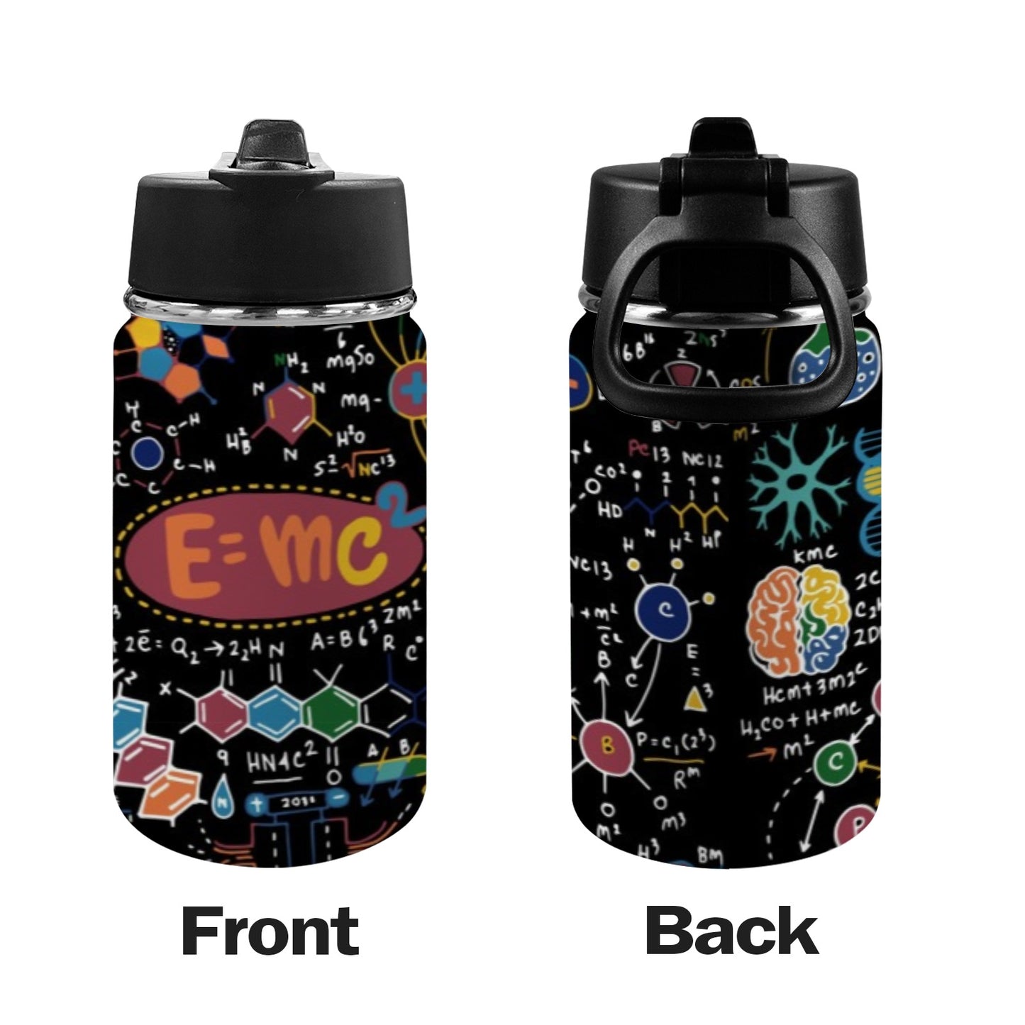 Science Time - Kids Water Bottle with Straw Lid (12 oz) Kids Water Bottle with Straw Lid