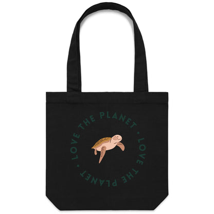 Love The Planet - Canvas Tote Bag Black One Size Tote Bag animal Environment