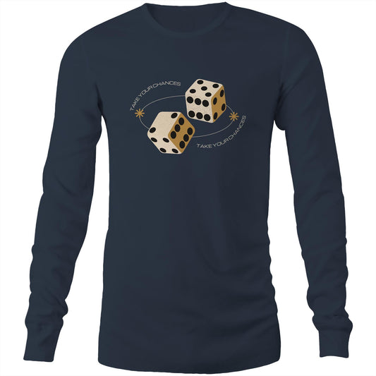 Dice, Take Your Chances - Long Sleeve T-Shirt Navy Unisex Long Sleeve T-shirt Games