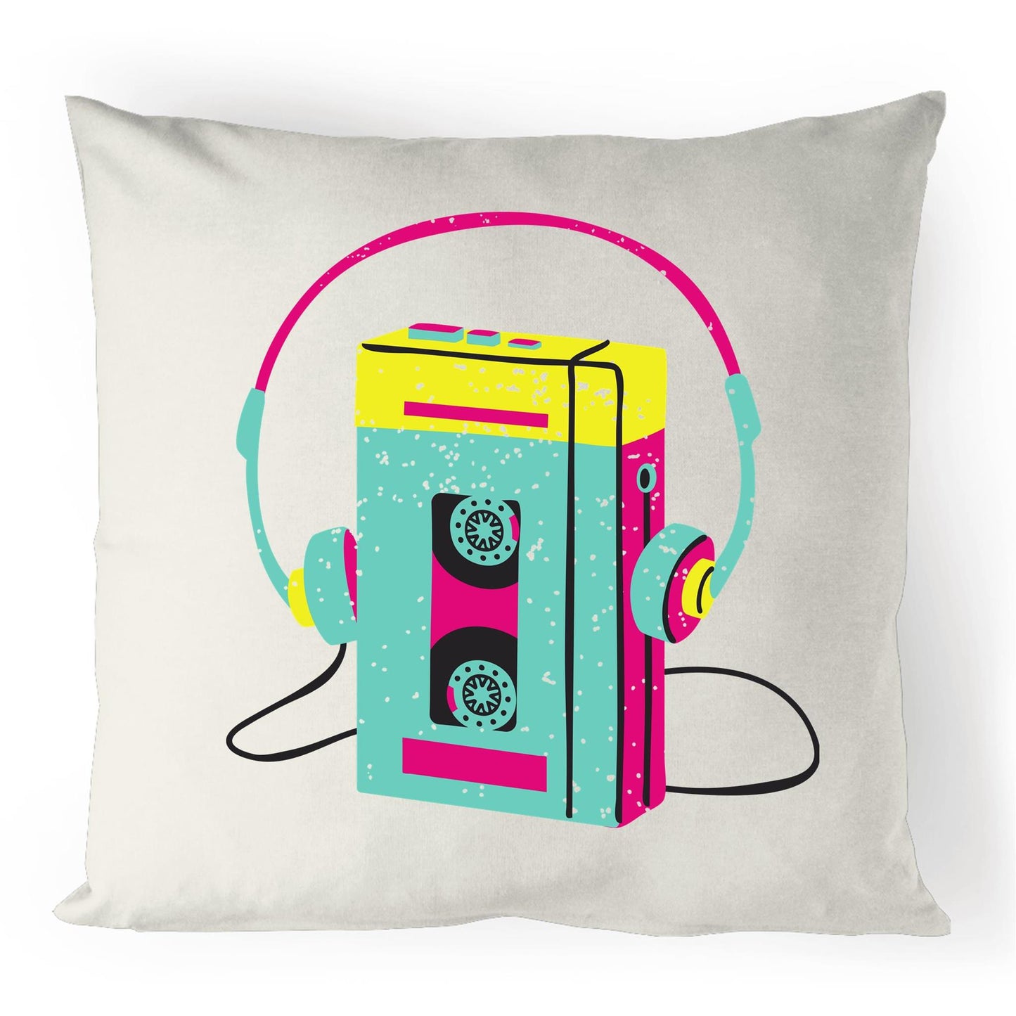 Wired For Sound, Music Player - 100% Linen Cushion Cover Natural One-Size Linen Cushion Cover Music Retro