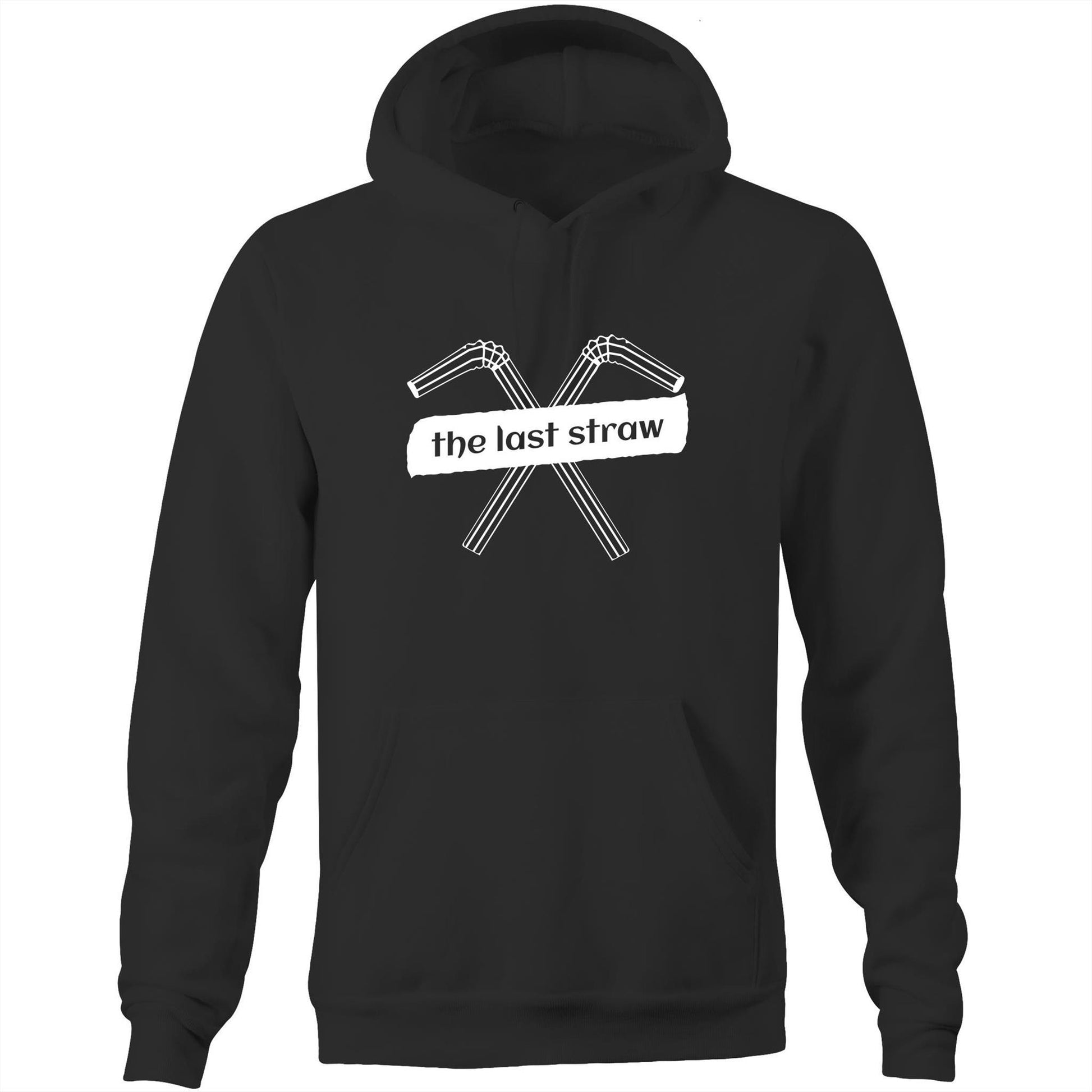 The Last Straw - Pocket Hoodie Sweatshirt Black Hoodie Environment Mens Womens