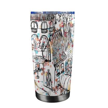 Village Life - 20oz Travel Mug with Clear Lid Clear Lid Travel Mug Printed Offshore