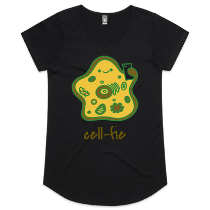 Cell-fie - Womens Scoop Neck T-Shirt Black Womens Scoop Neck T-shirt Science