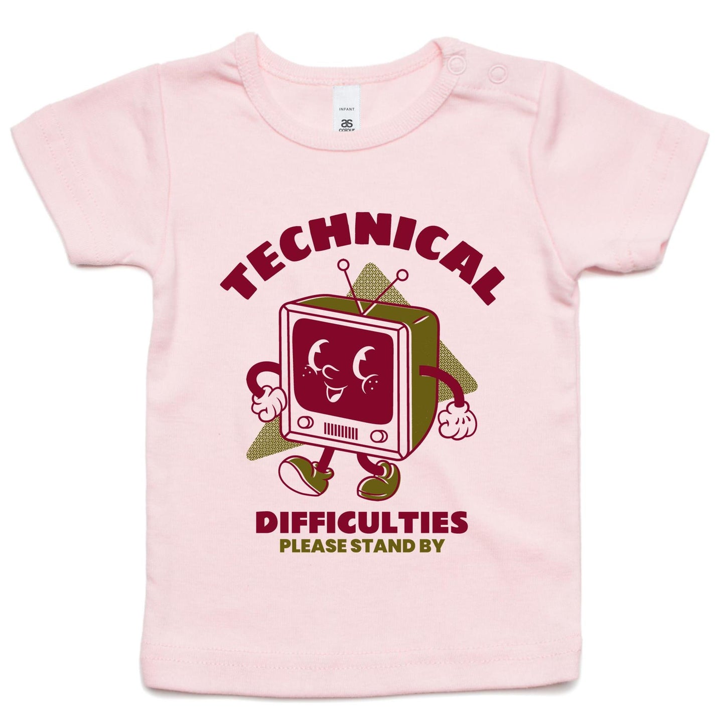 Retro TV Technical Difficulties - Baby T-shirt Pink Baby T-shirt Retro Tech