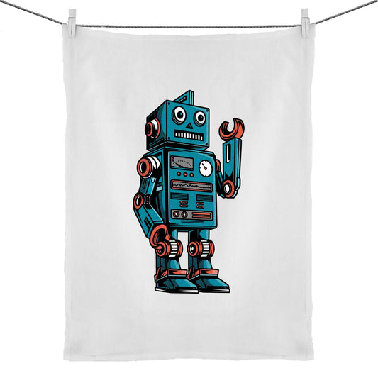 Robot - 50% Linen 50% Cotton Tea Towel Default Title Tea Towel Sci Fi
