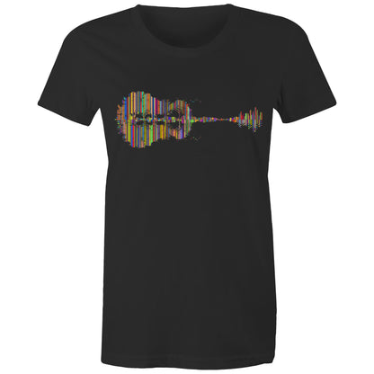 Guitar Reflection In Colour - Womens T-shirt Black Womens T-shirt Music