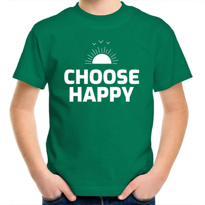 Choose Happy - Kids Youth Crew T-Shirt Kelly Green Kids Youth T-shirt