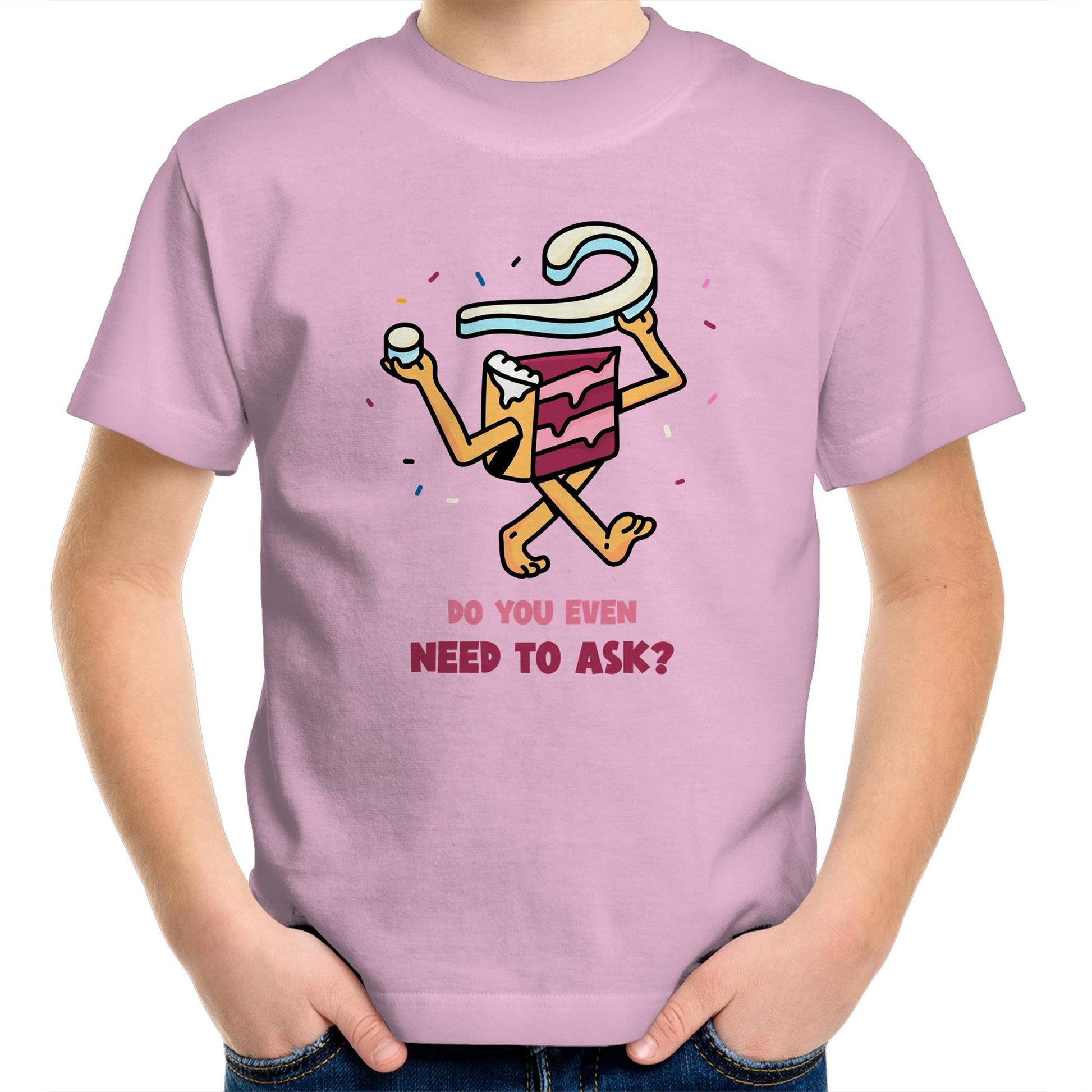 Cake, Do You Even Need To Ask - Kids Youth Crew T-Shirt Pink Kids Youth T-shirt