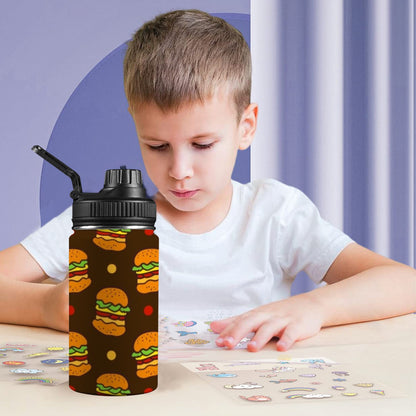 Burgers - Kids Water Bottle with Chug Lid (12 oz) Kids Water Bottle with Chug Lid
