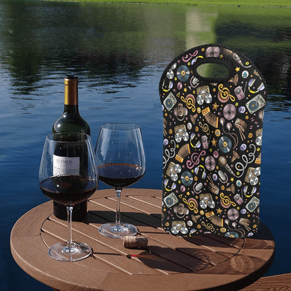 Retro Music Mix - 2-Bottle Neoprene Wine Bag 2 Bottle Wine Bag Printed Offshore