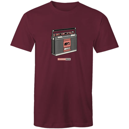 Classic Rock, Cassette Player - Mens T-Shirt Burgundy Mens T-shirt Music Retro