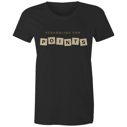 Scrabbling For Points - Womens T-shirt Black Womens T-shirt Games
