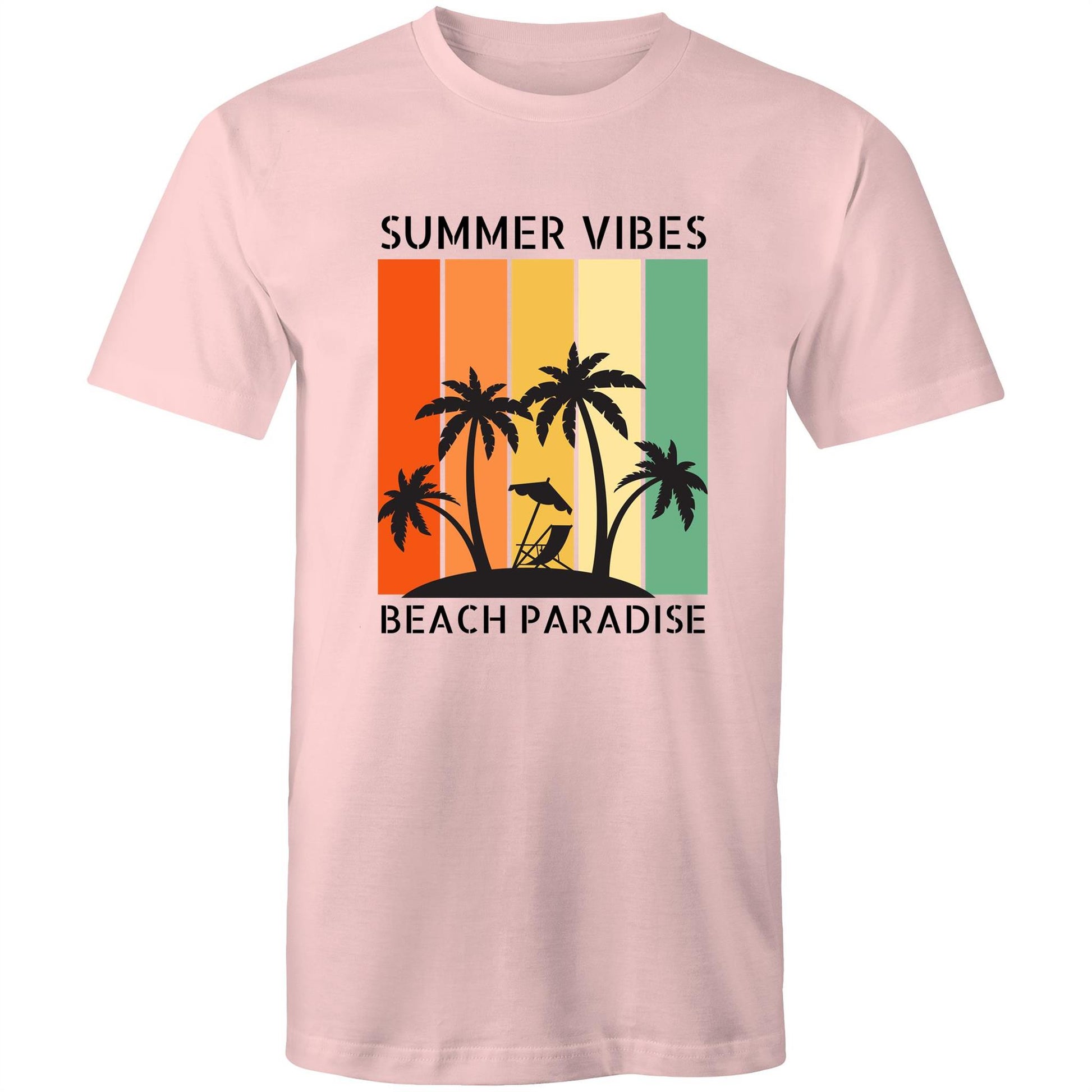 Beach Paradise - Mens T-Shirt Pink Mens T-shirt Summer Surf