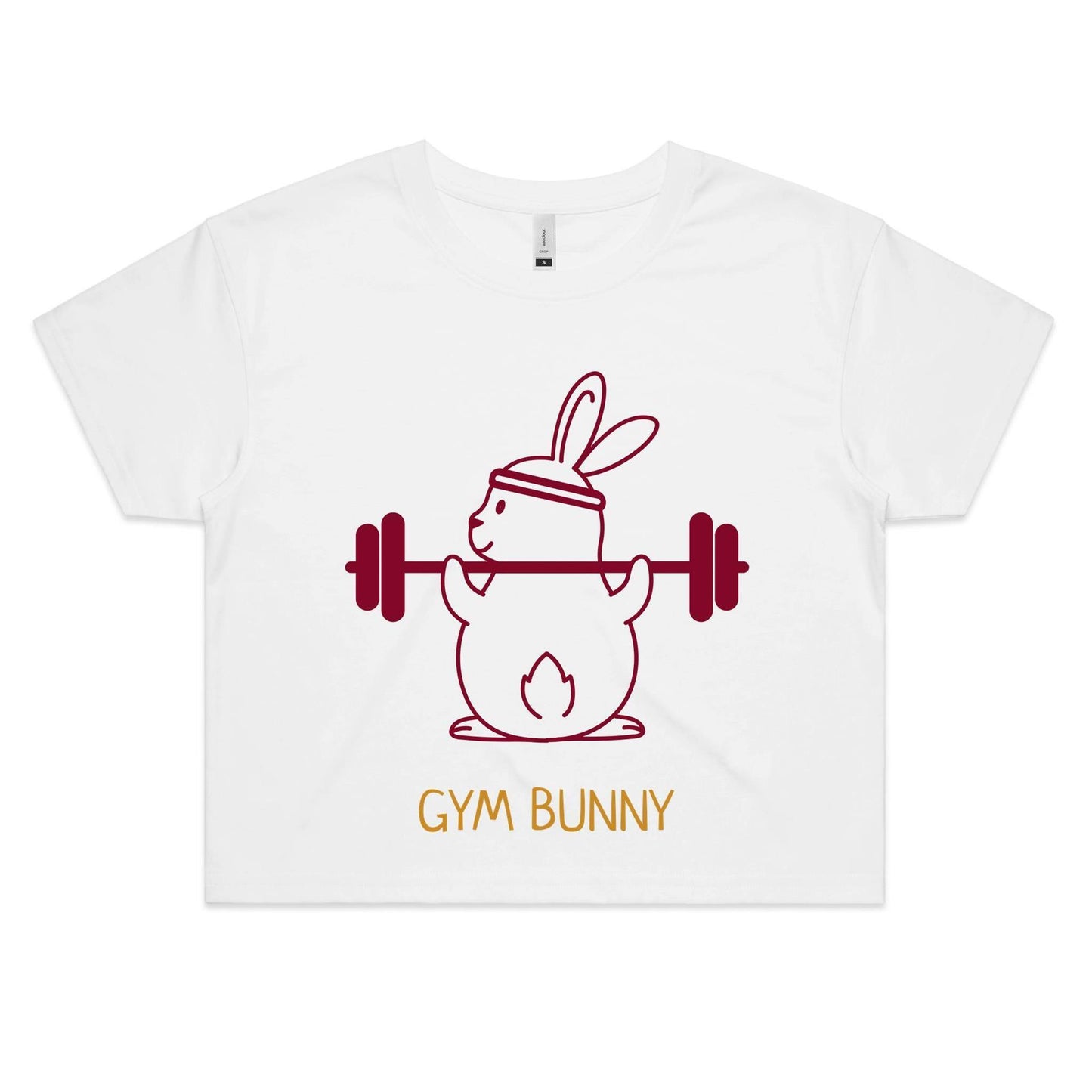 Gym Bunny - Womens Crop Tee White Fitness Crop animal Fitness Funny Womens
