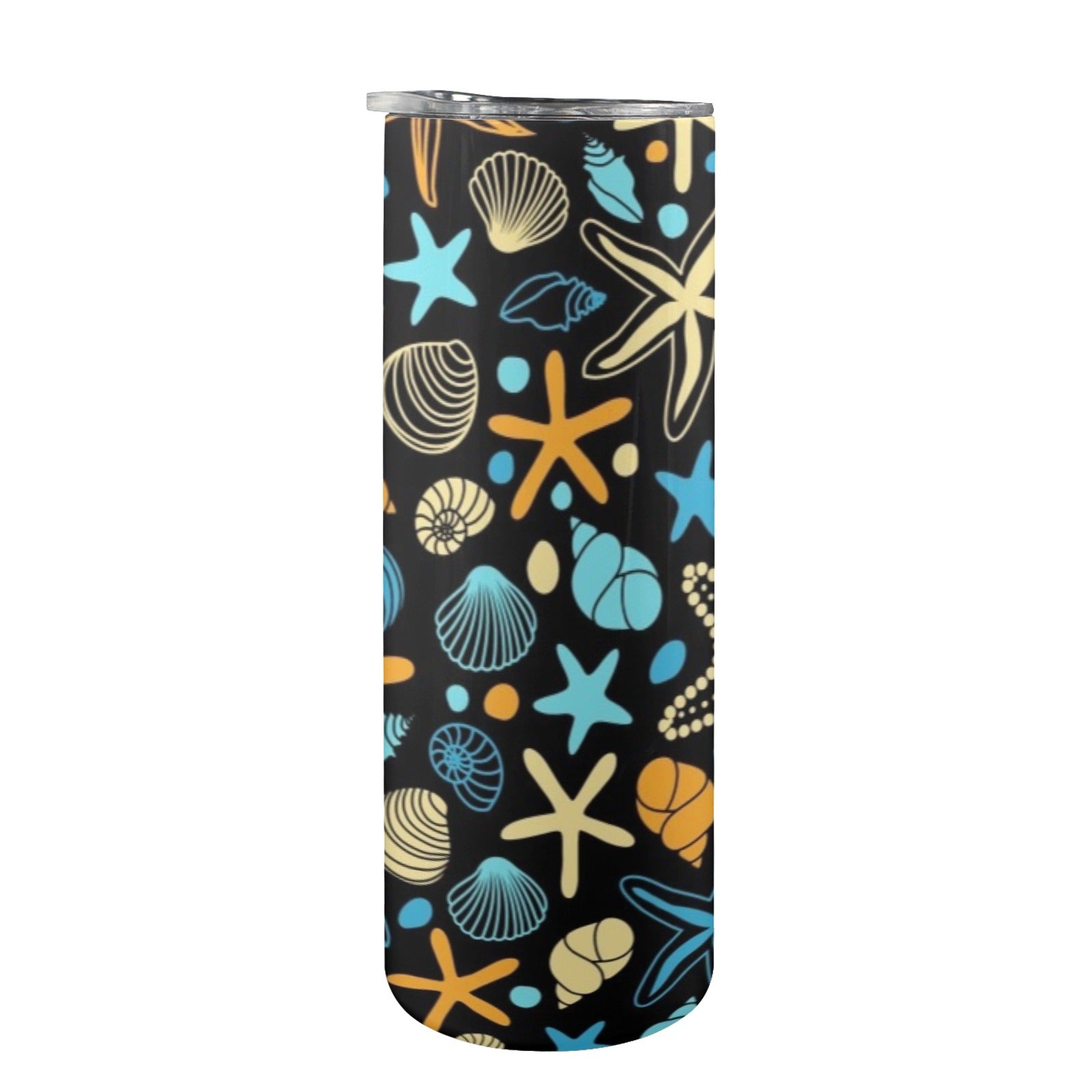 Starfish And Shells - 20oz Tall Skinny Tumbler with Lid and Straw 20oz Tall Skinny Tumbler with Lid and Straw Printed Offshore