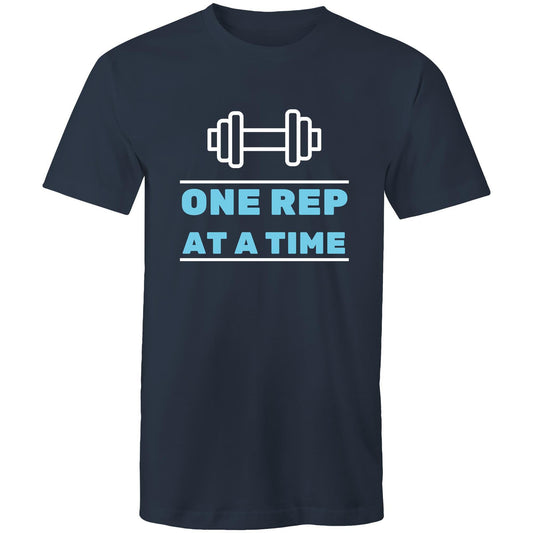 One Rep At A Time - Short Sleeve T-shirt Navy Fitness T-shirt Fitness Mens Womens