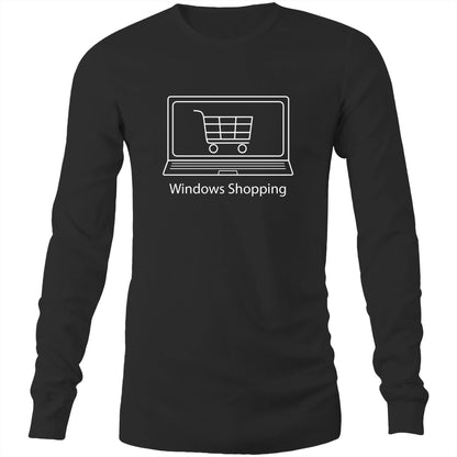 Windows Shopping - Long Sleeve T-Shirt Black Unisex Long Sleeve T-shirt Mens Womens