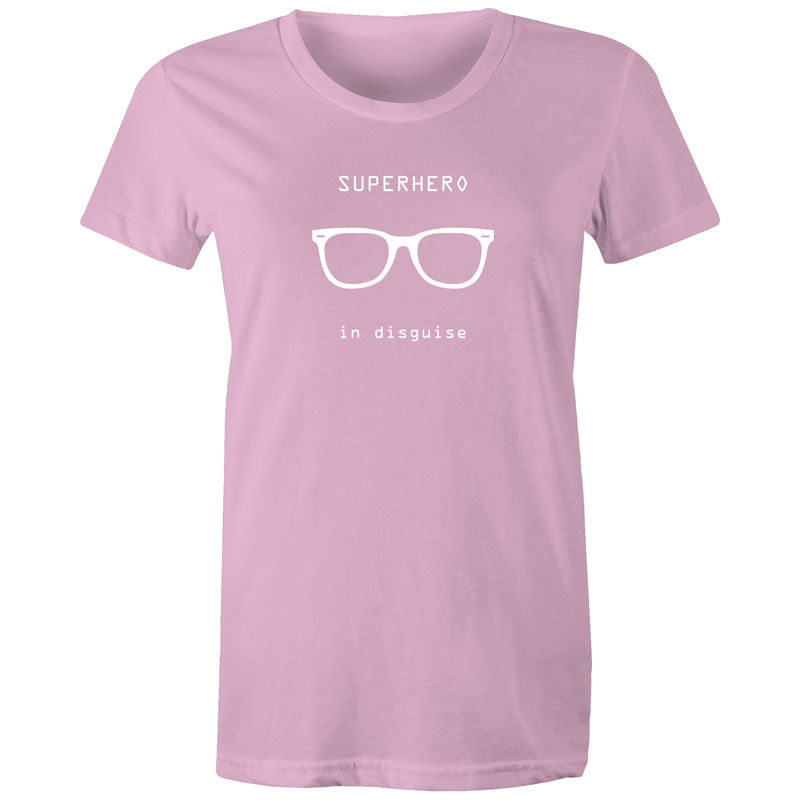 Superhero In Disguise - Women's T-shirt Pink Womens T-shirt comic Funny Womens