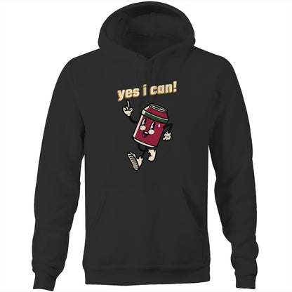 Yes I Can! - Pocket Hoodie Sweatshirt Black Hoodie Motivation Retro