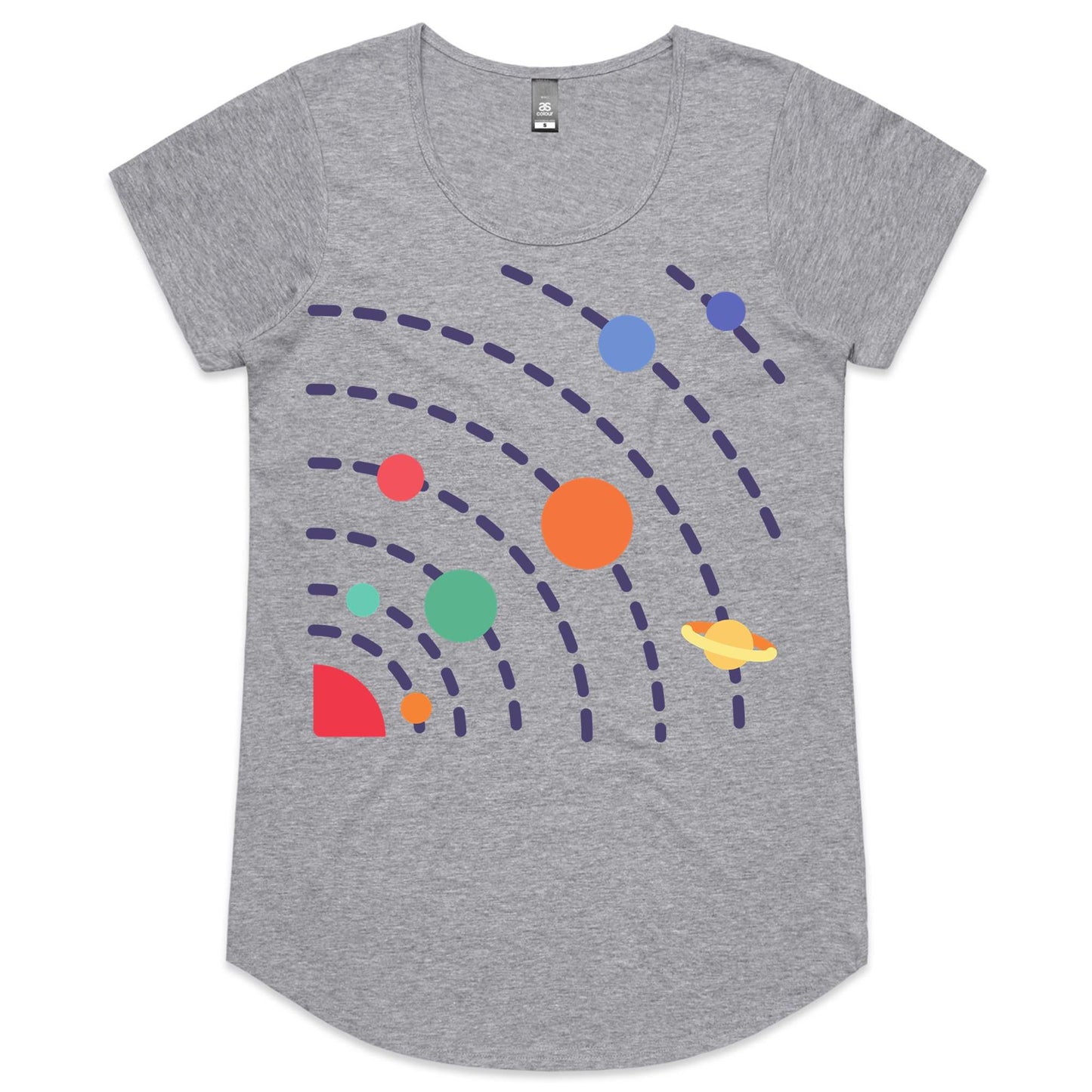Solar System - Womens Scoop Neck T-Shirt Grey Marle Womens Scoop Neck T-shirt Space Womens