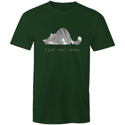 Cat, I Just Can't Today - Mens T-Shirt Forest Green Mens T-shirt animal