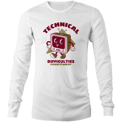 Retro TV Technical Difficulties - Long Sleeve T-Shirt White Unisex Long Sleeve T-shirt Retro Tech