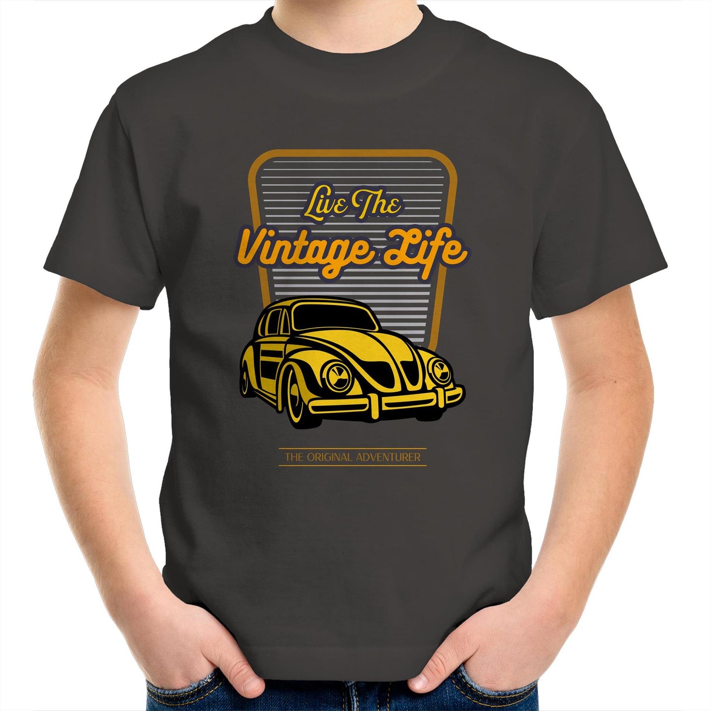 Vintage Life - Kids Youth Crew T-Shirt Charcoal Kids Youth T-shirt
