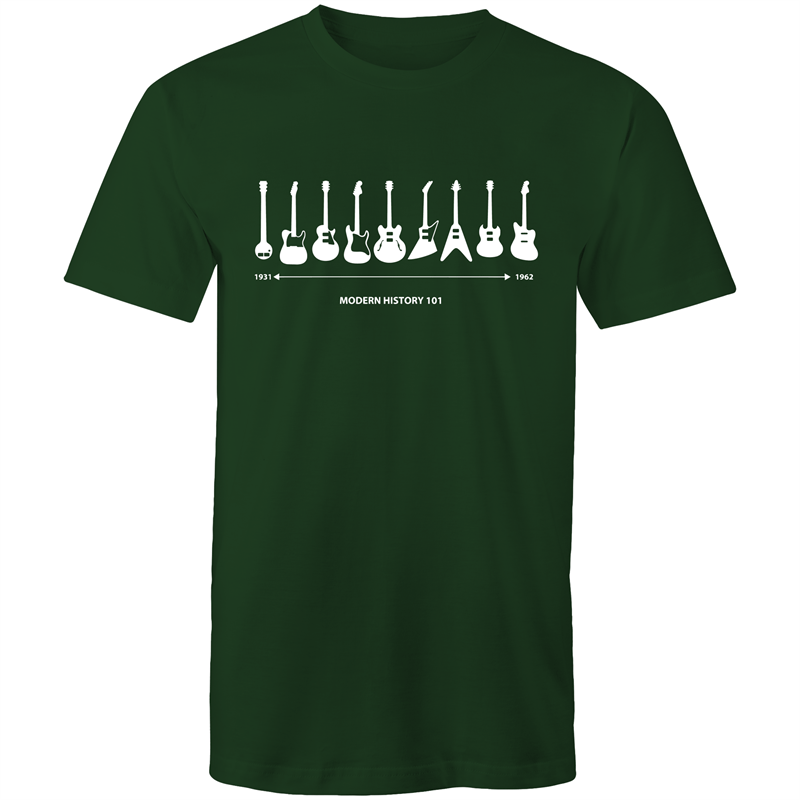 Guitar Timeline - Mens T-Shirt Forest Green Mens T-shirt Mens Music