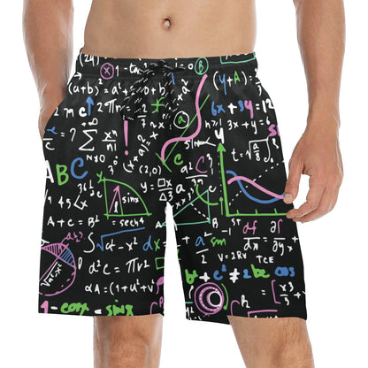 Equations In Green And Pink - Men's Mid-Length Beach Shorts Men's Mid-Length Beach Shorts Maths Printed Offshore Science