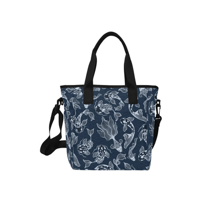 Blue Fish - Tote Bag with Shoulder Strap Nylon Tote Bag