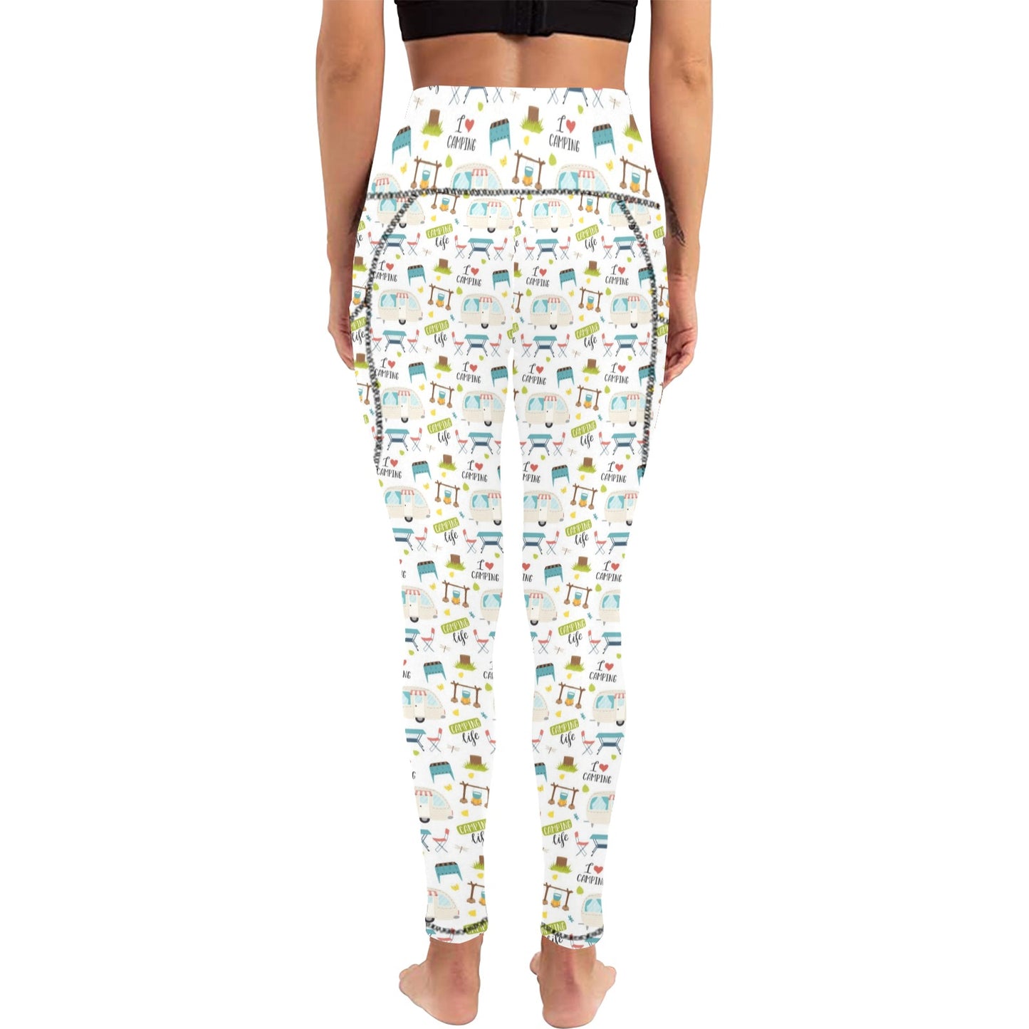 Camping Life - Women's Leggings with Pockets Women's Leggings with Pockets S - 2XL Printed Offshore Summer