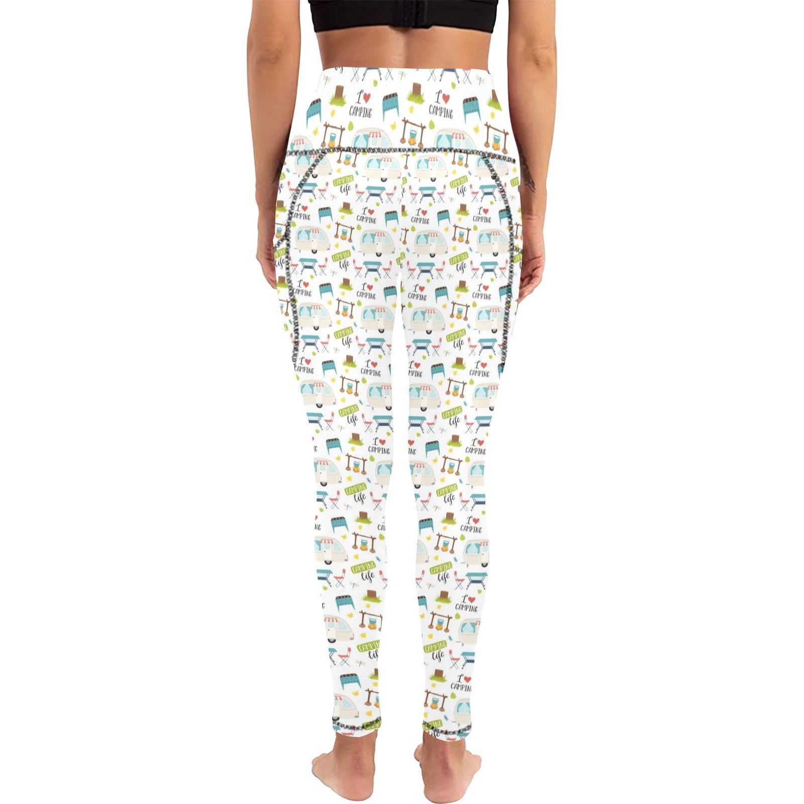 Camping Life - Women's Leggings with Pockets Women's Leggings with Pockets S - 2XL Printed Offshore Summer