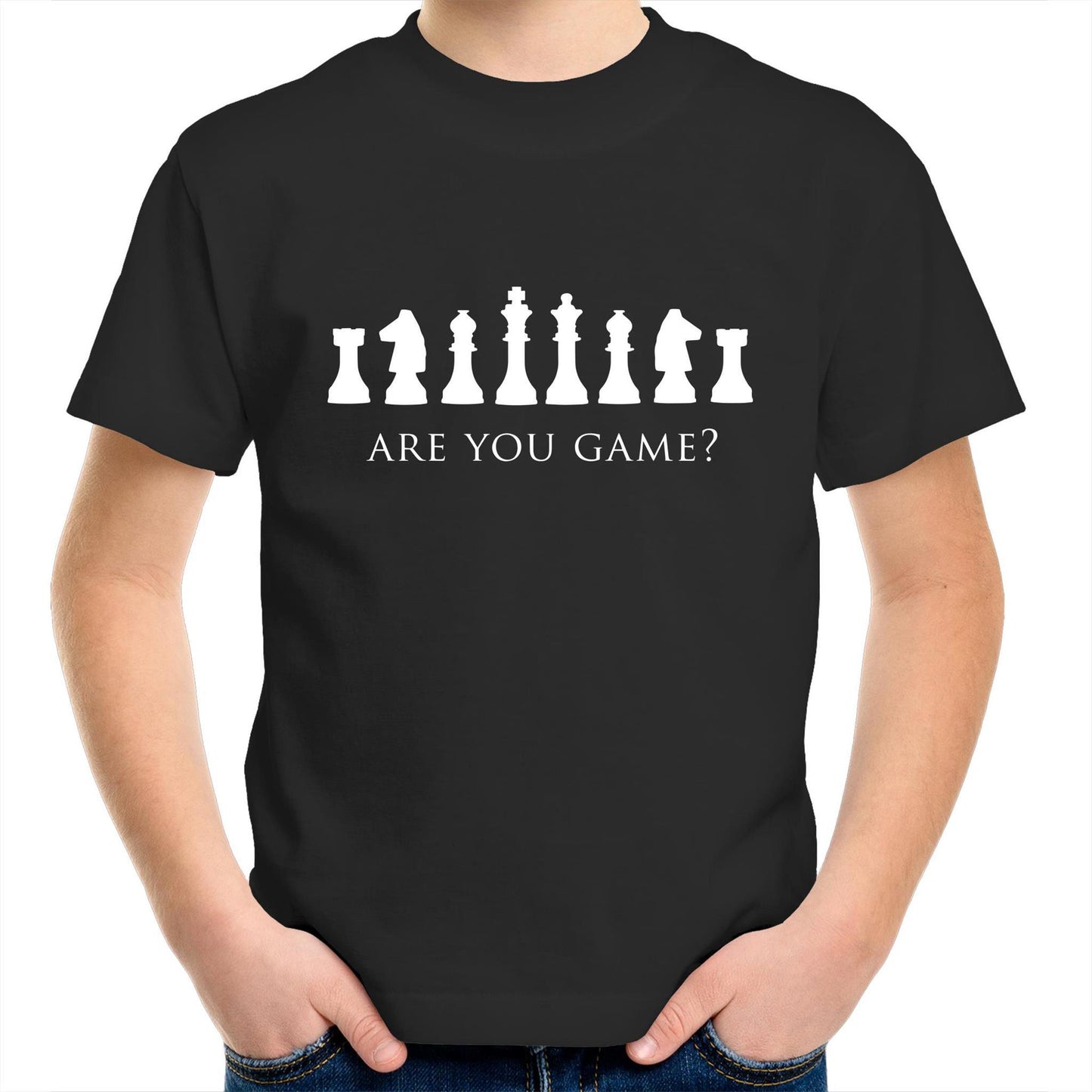 Are You Game - Kids Youth Crew T-shirt Black Kids Youth T-shirt Chess