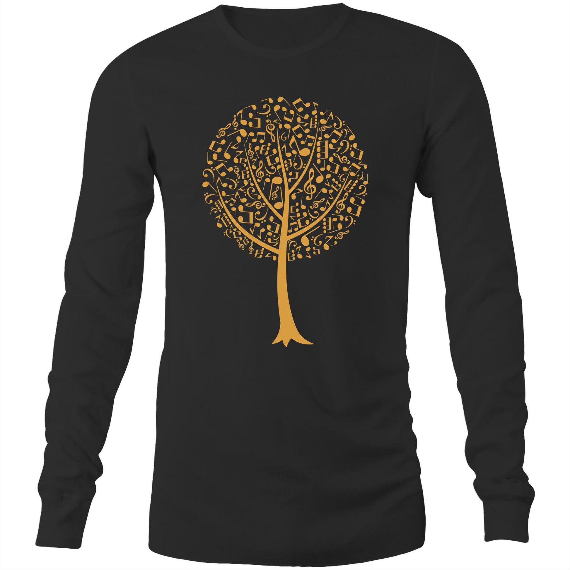 Music Tree - Long Sleeve T-Shirt Black Unisex Long Sleeve T-shirt Mens Music Plants Womens