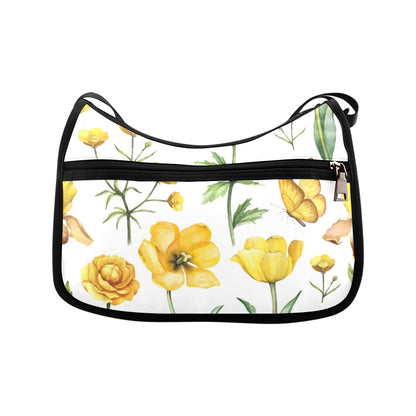 Yellow Flower Watercolour - Crossbody Fabric Handbag Crossbody Handbag