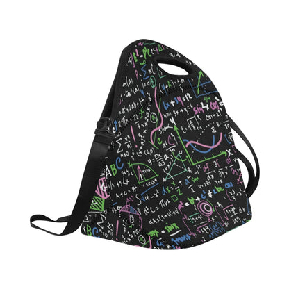 Equations In Green And Pink - Neoprene Lunch Bag/Large Neoprene Lunch Bag/Large Maths Printed Offshore Science