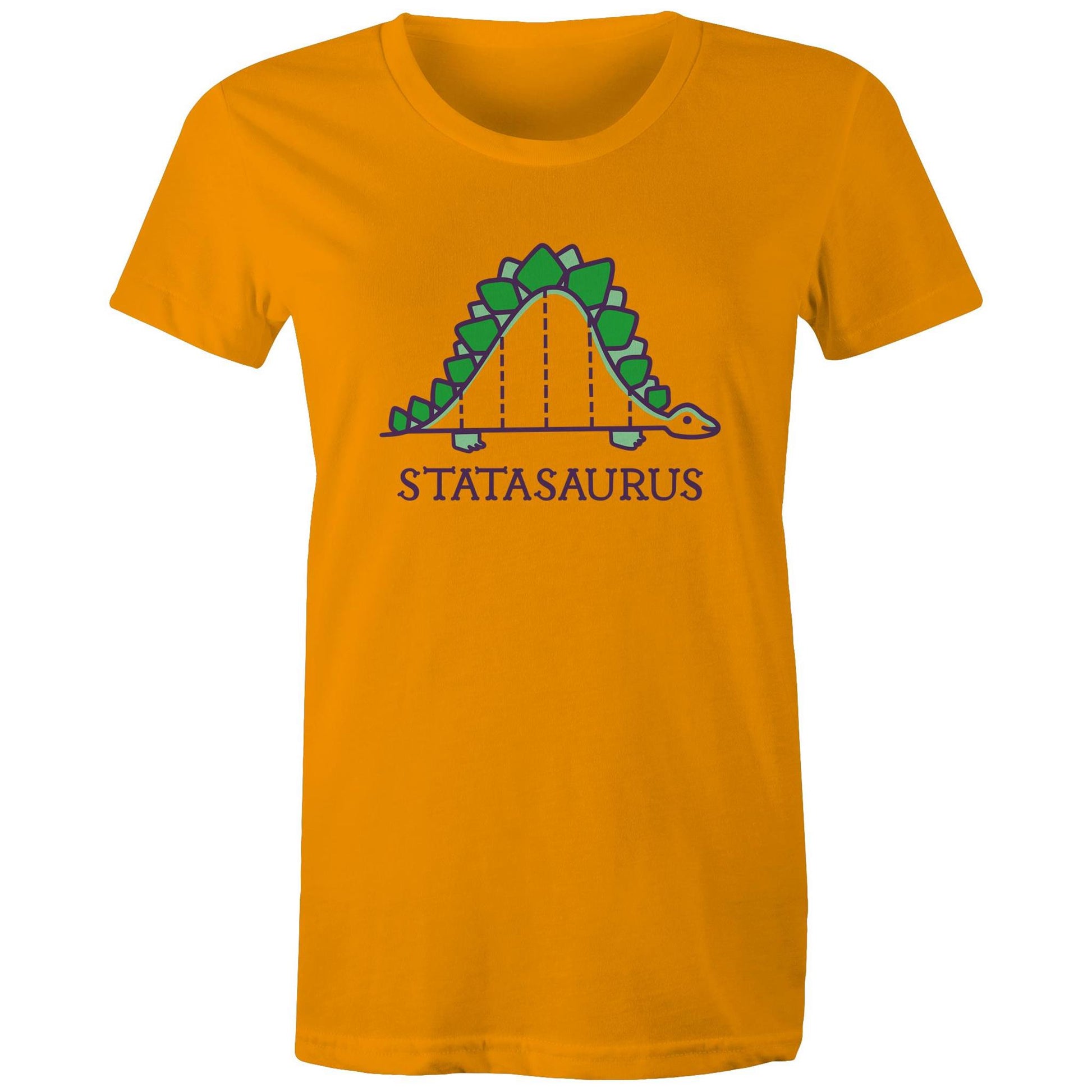 Statasaurus - Womens T-shirt Orange Womens T-shirt animal Maths Science