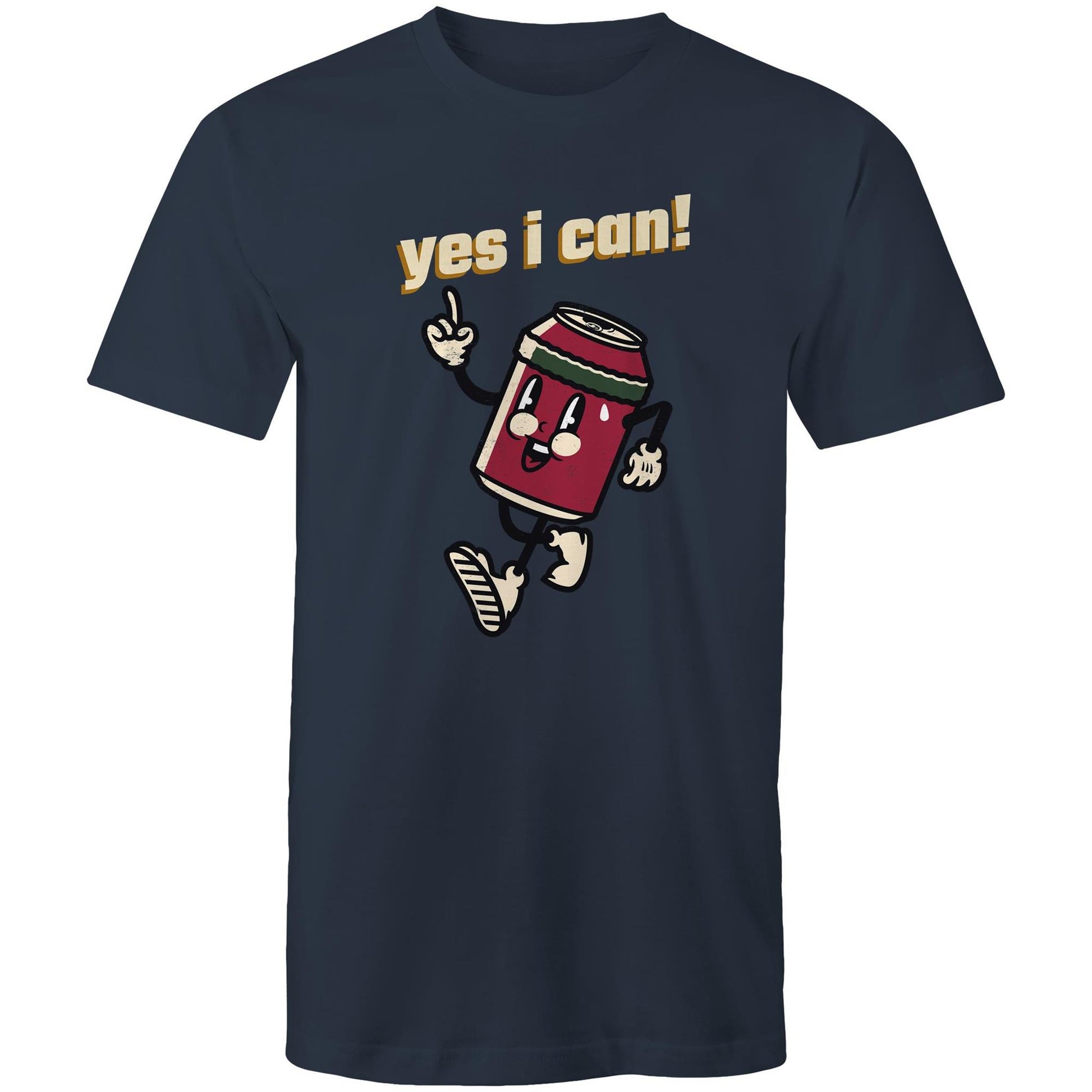 Yes I Can! - Mens T-Shirt Navy Mens T-shirt Motivation Retro