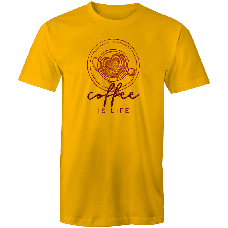 Coffee Is Life - Mens T-Shirt Gold Mens T-shirt Coffee Mens