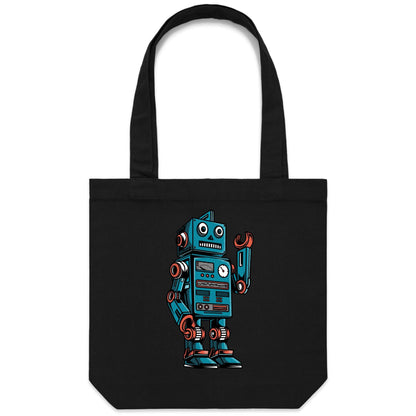 Robot - Canvas Tote Bag Black One Size Tote Bag Sci Fi
