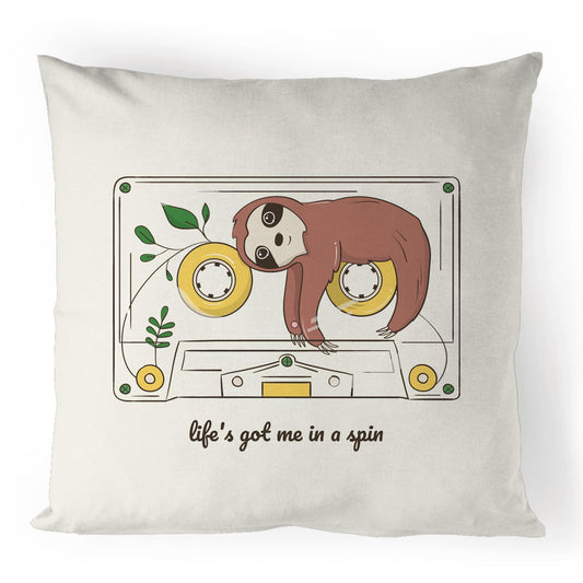 Cassette, Life's Got Me In A Spin - 100% Linen Cushion Cover Default Title Linen Cushion Cover animal Music Retro