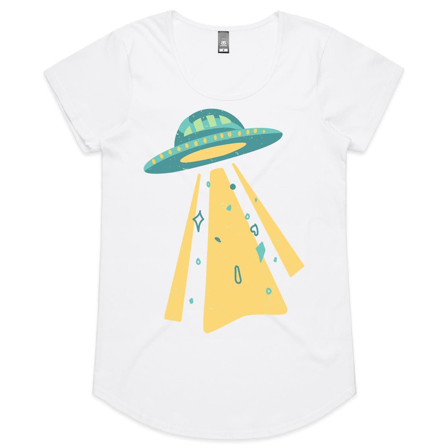 UFO - Womens Scoop Neck T-Shirt White Womens Scoop Neck T-shirt Sci Fi Space Womens