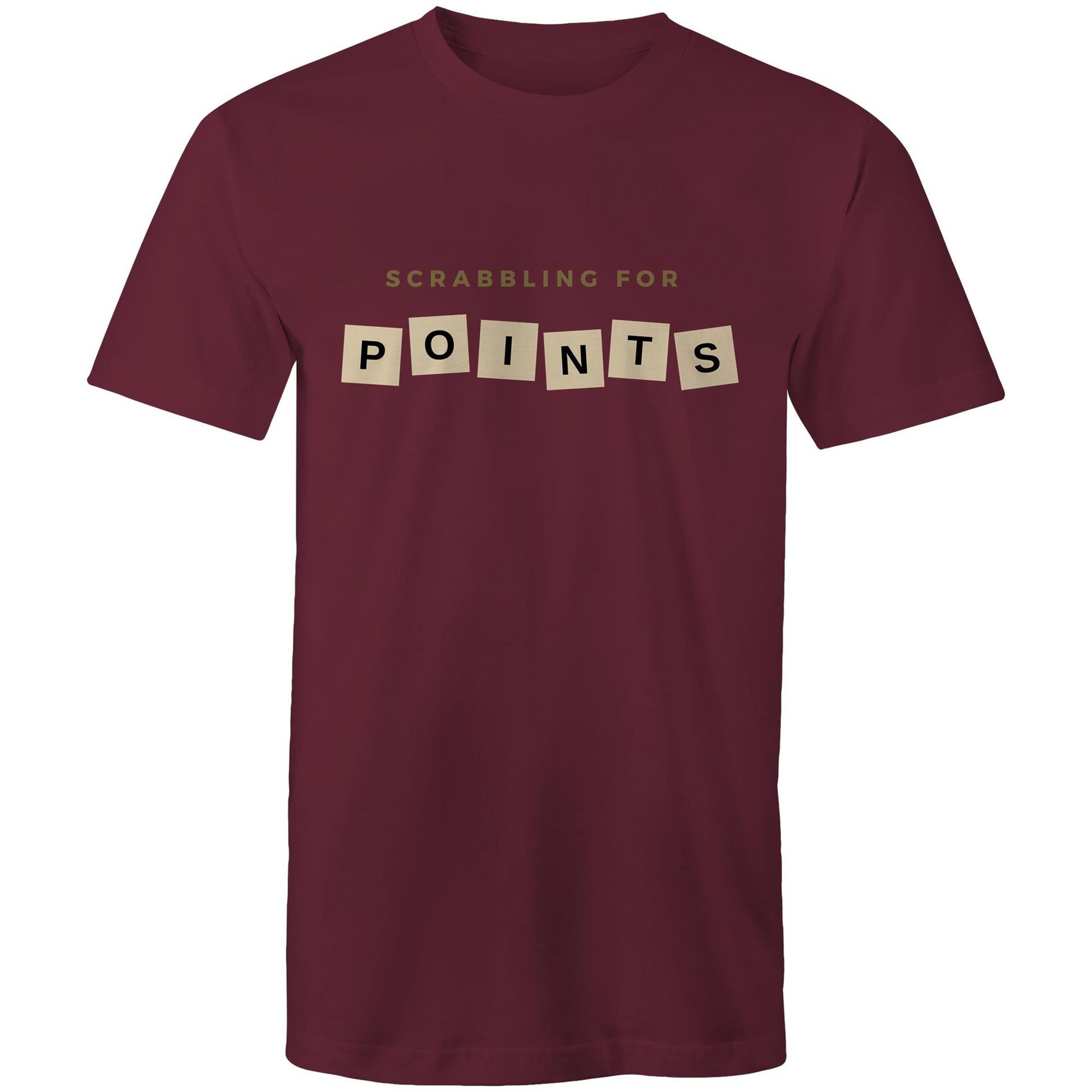 Scrabbling For Points - Mens T-Shirt Burgundy Mens T-shirt Games