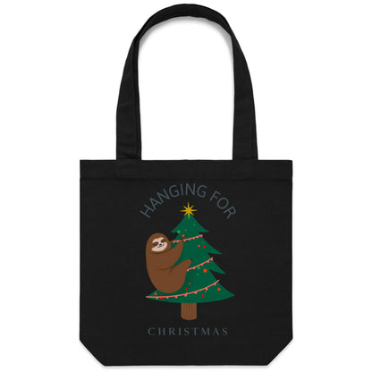 Hanging For Christmas - Canvas Tote Bag Black One Size Christmas Tote Bag Merry Christmas