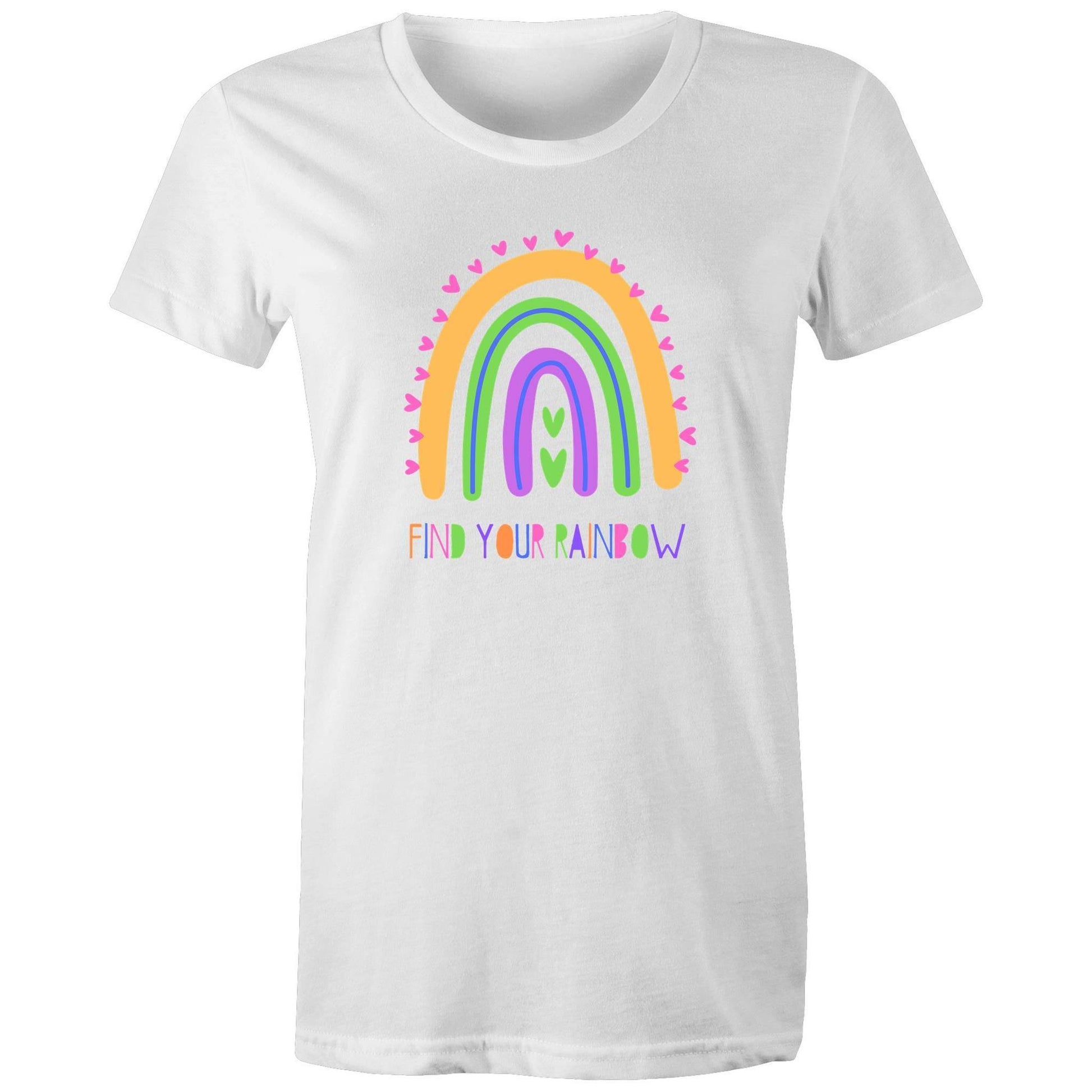 Find Your Rainbow - Women's Maple Tee White Womens T-shirt Womens