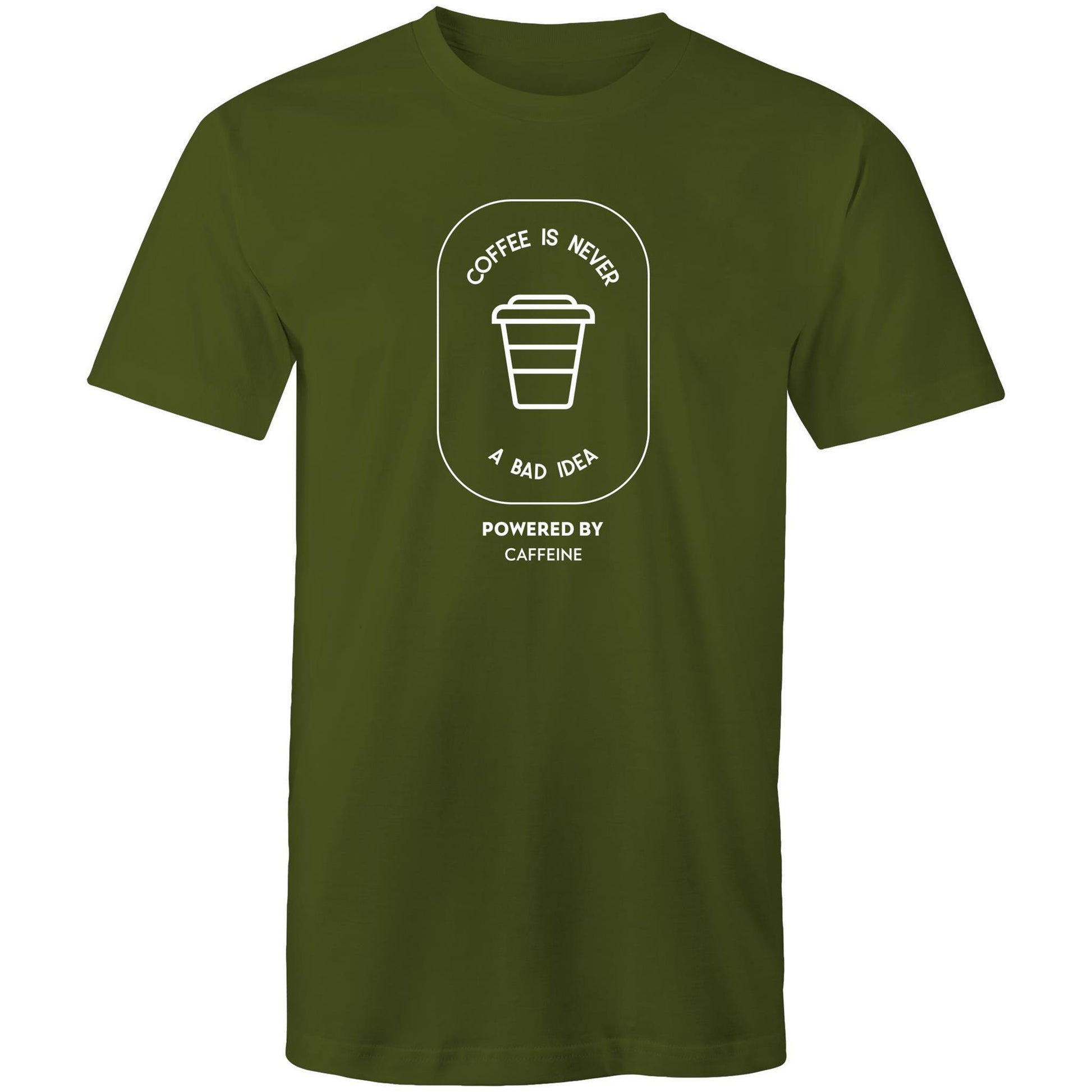Powered By Caffeine - Mens T-Shirt Army Green Mens T-shirt Coffee Mens