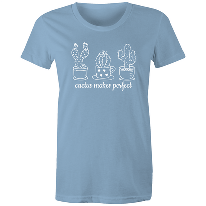 Cactus Makes Perfect - Women's T-shirt Carolina Blue Womens T-shirt Plants Womens