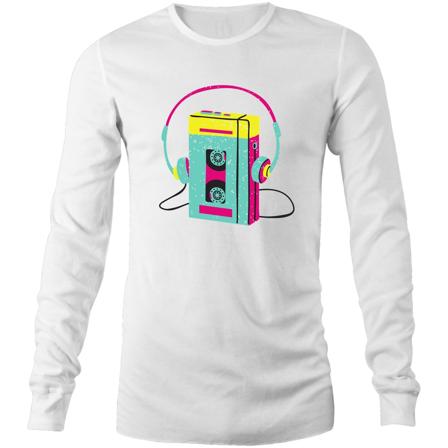 Wired For Sound, Music Player - Long Sleeve T-Shirt White Unisex Long Sleeve T-shirt Mens Music Retro Womens