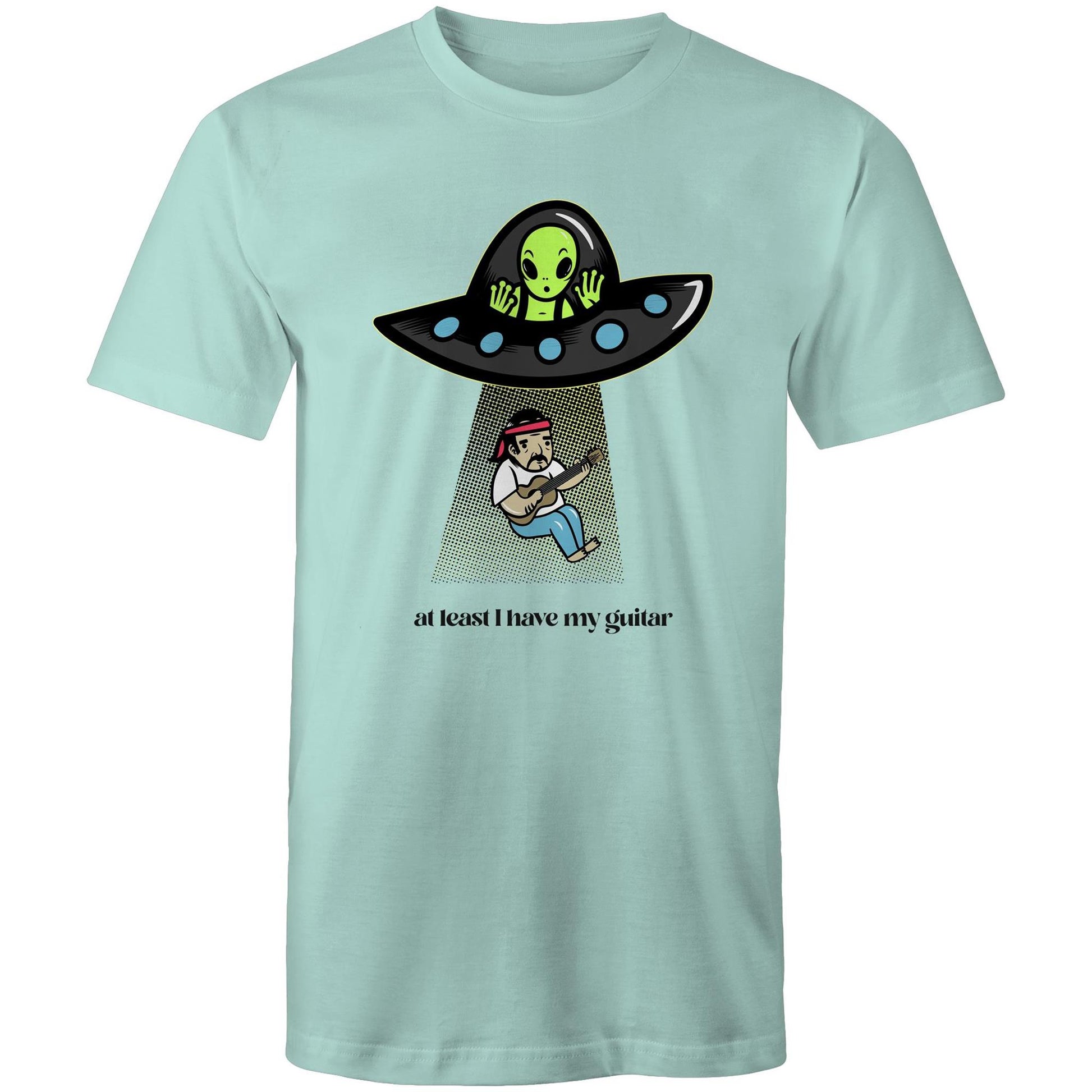Guitarist Alien Abduction - Mens T-Shirt Aqua Mens T-shirt Music Sci Fi