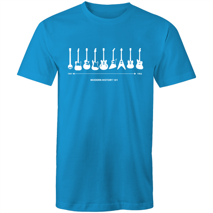 Guitar Timeline - Mens T-Shirt Arctic Blue Mens T-shirt Mens Music